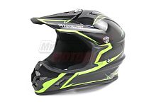 Шлем SAFEBET HF-115 черно-зеленый Q178Y "S,M,L,XL,XXL" (кроссовый)