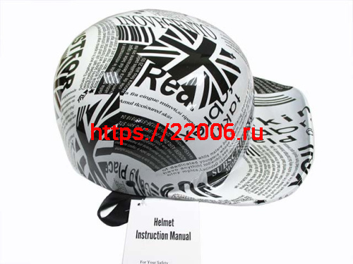 Мотошлем кепка белый (с рисунком) (L)