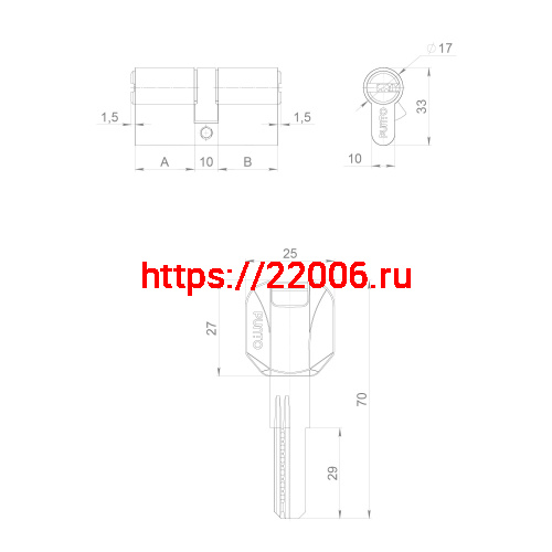Цилиндровый Punto (Пунто) механизм (Z400/60) Z4000Key60(25+10+25) CP хром фото 4 Цилиндровый Punto (Пунто) механизм (Z400/60) Z4000Key60(25+10+25) CP хром фото 4