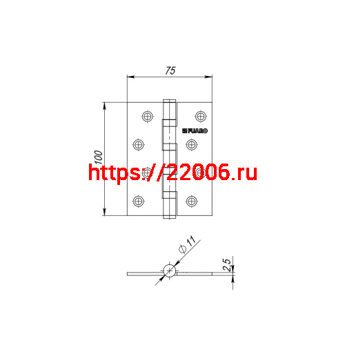Универсальная петля Fuaro 4BB 100x75x2,5 AB «бронза» фото 2 Универсальная петля Fuaro 4BB 100x75x2,5 AB «бронза» фото 2