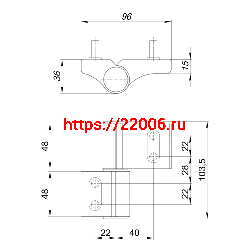 Петля Punto (Пунто) дверная IN-U2B1-120-2 RAL 9016 белый фото 3