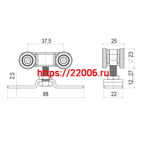 Комплект роликов Punto (Пунто) для раздвижных дверей SLD.SoftLine.SET.rollers/45-4 (Soft LINE 45/4) фото 3