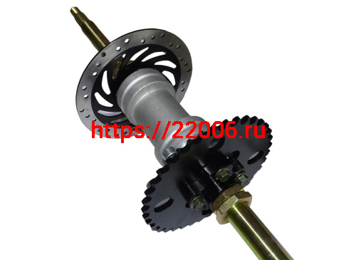 Ось задняя ATV  Jaeger 2 в сборе М20*810мм (корпус поднипника, диск тормоза, звезда) фото 3