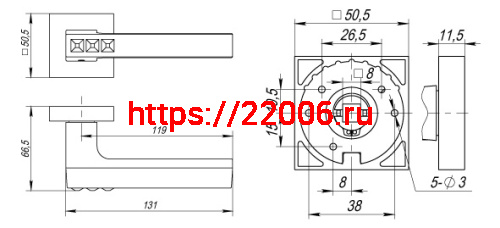 Ручка Fuaro (Фуаро) раздельная K.DM51.CRYSTAL FLASH (CRYSTAL FLASH DM) CP-8 хром фото 3