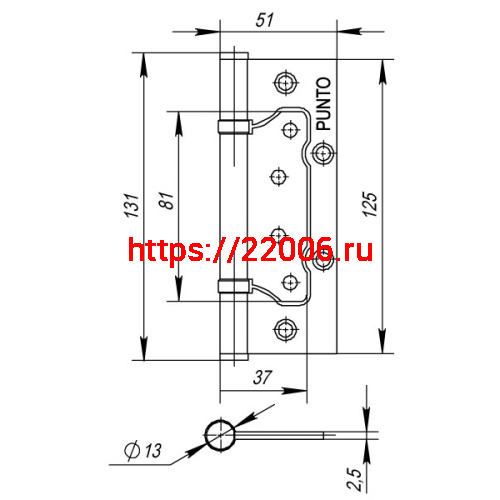 Петля Punto (Пунто) универсальная без врезки IN5200W CF (200-2B 125x2,5) кофе фото 3 Петля Punto (Пунто) универсальная без врезки IN5200W CF (200-2B 125x2,5) кофе фото 3
