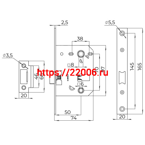 Защелка Ajax (Аякс) врезная PLASTLP72-50 (LP72-50) CF кофе фото 3 Защелка Ajax (Аякс) врезная PLASTLP72-50 (LP72-50) CF кофе фото 3