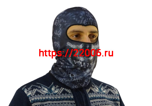 Подшлемник-балаклава (открыта только обл. для глаз, камуф. светло-серого цвета 890042) с имит.черепа