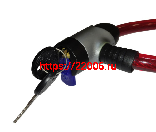 Замок для велосипеда с ключом тросовый 12х800мм, два ключа, противоугонный 84353 фото 2 Замок для велосипеда с ключом тросовый 12х800мм, два ключа, противоугонный 84353 фото 2