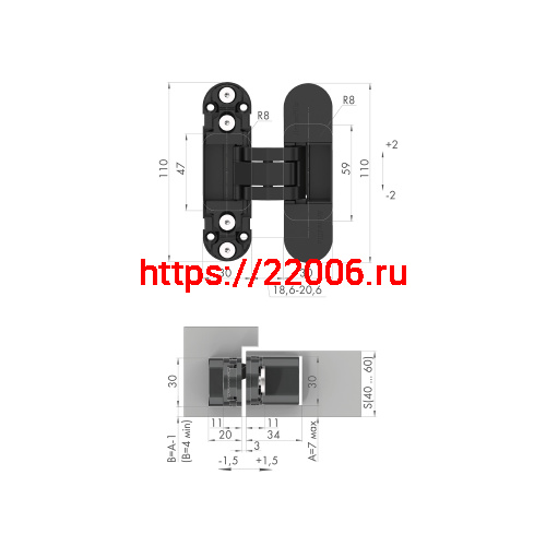 Петля Armadillo (Армадилло) скрытой установки U3D2000.TG BL черный фото 2 Петля Armadillo (Армадилло) скрытой установки U3D2000.TG BL черный фото 2