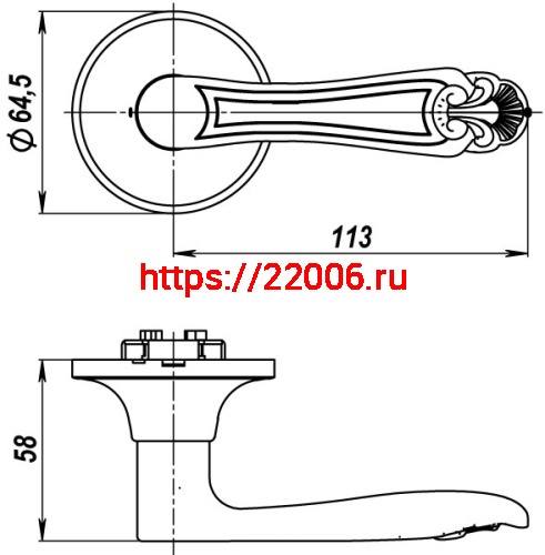 Ручка Fuaro (Фуаро) защелка 637/BL СР-Р (хром) без фик. фото 2 Ручка Fuaro (Фуаро) защелка 637/BL СР-Р (хром) без фик. фото 2
