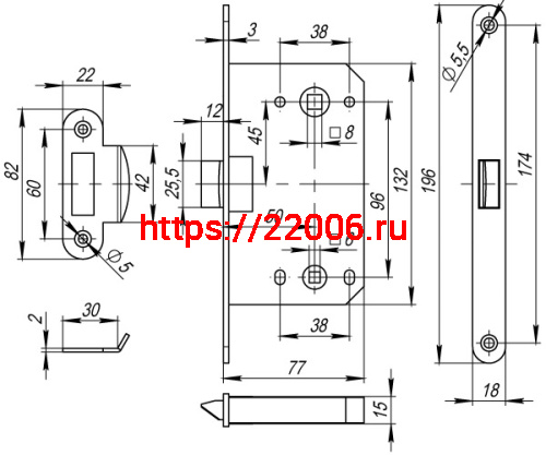 Защелка Fuaro (Фуаро) PLASTP96WC-50 (P96WC-50) AB бронза фото 3 Защелка Fuaro (Фуаро) PLASTP96WC-50 (P96WC-50) AB бронза фото 3