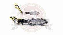Боковой фонарь (LED) Мини 001 металл  Карбон (овальчик, вытянутый) (компл. - 1 пар)