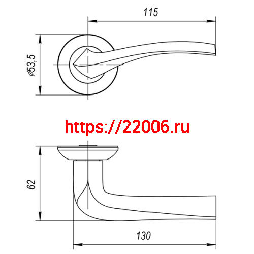 Ручка Ajax (Аякс) раздельная R.JR54.GLORIA (GLORIA JR) SN/CP-3 матовый никель/хром фото 2