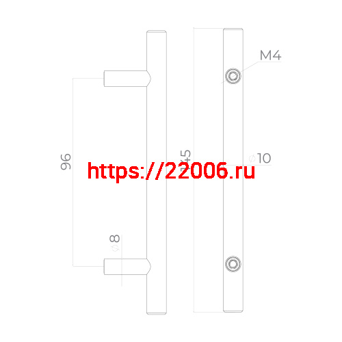 Ручка-скоба Ajax (Аякс) мебельная MB-H-005-96 мм BL черный фото 2
