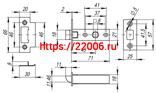 Защелка Fuaro (Фуаро) врезная PLASTP12-45-25 GR графит фото 3 Защелка Fuaro (Фуаро) врезная PLASTP12-45-25 GR графит фото 3