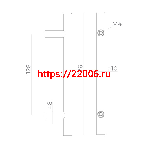 Ручка-рейлинг Ajax (Аякс) мебельная MB-H-005-128 мм BL черный фото 3 Ручка-рейлинг Ajax (Аякс) мебельная MB-H-005-128 мм BL черный фото 3