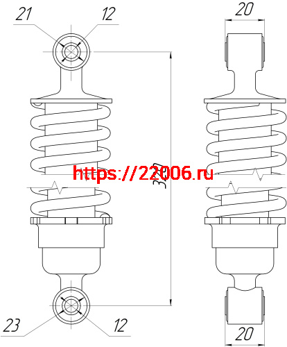 Амортизатор зад. L-320, D1-21, d1-12, Н1-20, D2-23, d2-12, Н2-20 CB400 (пара)(Тюнинг) фото 2 Амортизатор зад. L-320, D1-21, d1-12, Н1-20, D2-23, d2-12, Н2-20 CB400 (пара)(Тюнинг) фото 2