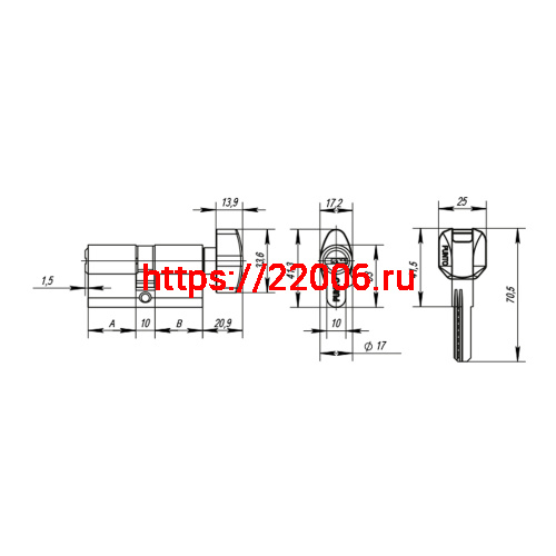 Цилиндровый Punto (Пунто) механизм MaxPro7002Knob60mm(25+10+25) SN никель 7key с вертушкой фото 4 Цилиндровый Punto (Пунто) механизм MaxPro7002Knob60mm(25+10+25) SN никель 7key с вертушкой фото 4