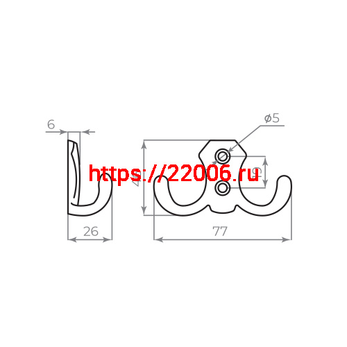 Крючок Ajax (Аякс) настенный MB-K-002 CP хром фото 2