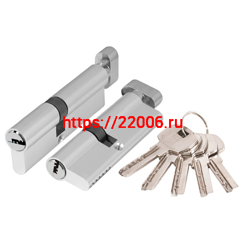 Цилиндровый Ajax (Аякс) механизм (AX202/90) AX2002Knob90 (40+10+40) CP хром с вертушкой