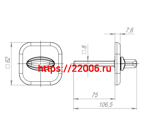 Ручка Fuaro (Фуаро) поворотная BKW8x75.K.XL62 (BKW8x75 XL) BL-24 черный фото 3 Ручка Fuaro (Фуаро) поворотная BKW8x75.K.XL62 (BKW8x75 XL) BL-24 черный фото 3